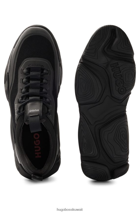 4TFNJN4851 أسود Hugo Boss حذاء رياضي من مواد مختلطة مع نعل عصري من مطاط إيفا باللون الأسود