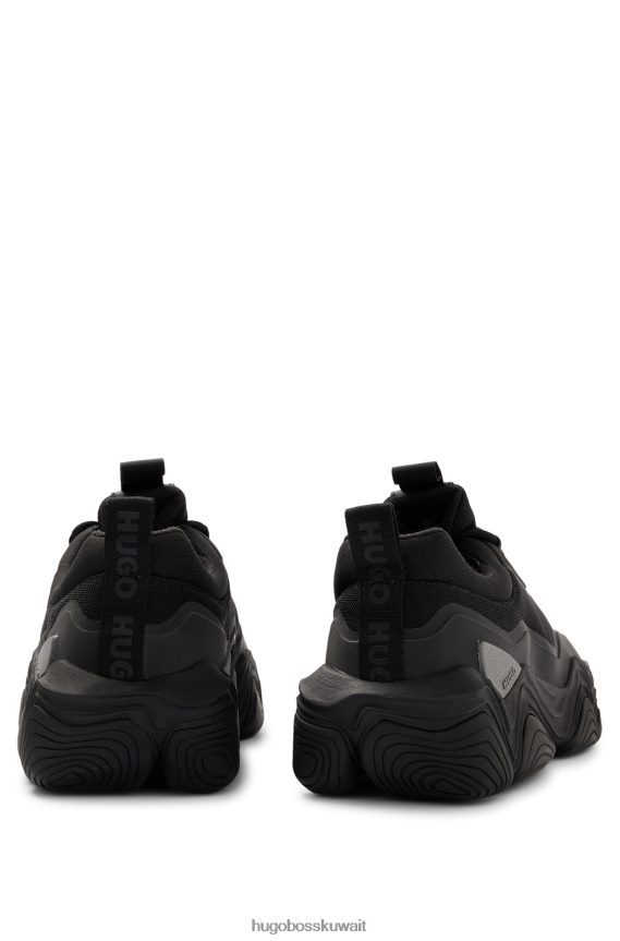 4TFNJN4851 أسود Hugo Boss حذاء رياضي من مواد مختلطة مع نعل عصري من مطاط إيفا باللون الأسود