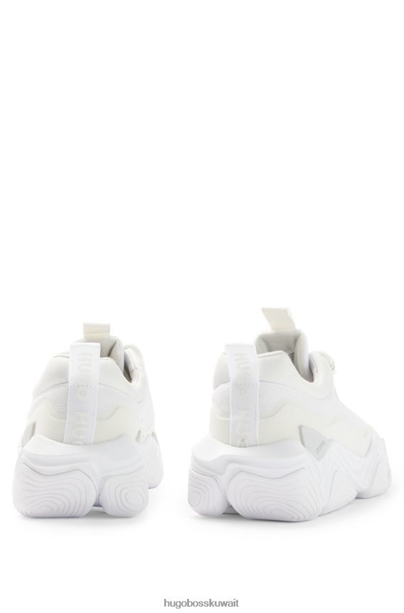 4TFNJN4852 أبيض Hugo Boss حذاء رياضي هوغو باللون الأبيض مصنوع من مواد مختلطة مع نعل عصري من مطاط إيفا