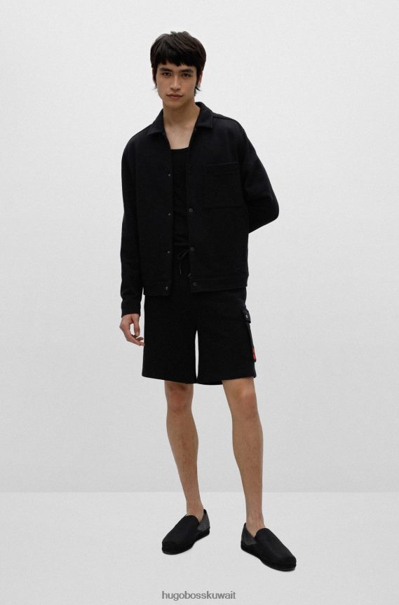 4TFNJN4853 أسود Hugo Boss حذاء هوغو باللون الأسود بنعل الجوت مع تفاصيل طباعة الشعار