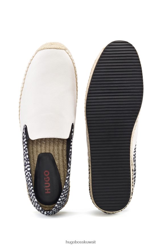 4TFNJN4854 منقوشة Hugo Boss حذاء هوغو بنعل من الجوت مع تفاصيل منقوشة بطباعة الشعار