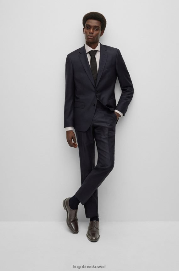 4TFNJN4855 بني غامق Hugo Boss حذاء ديربي إيطالي الصنع بمقدمة مدببة من الجلد المحبب باللون البني الداكن