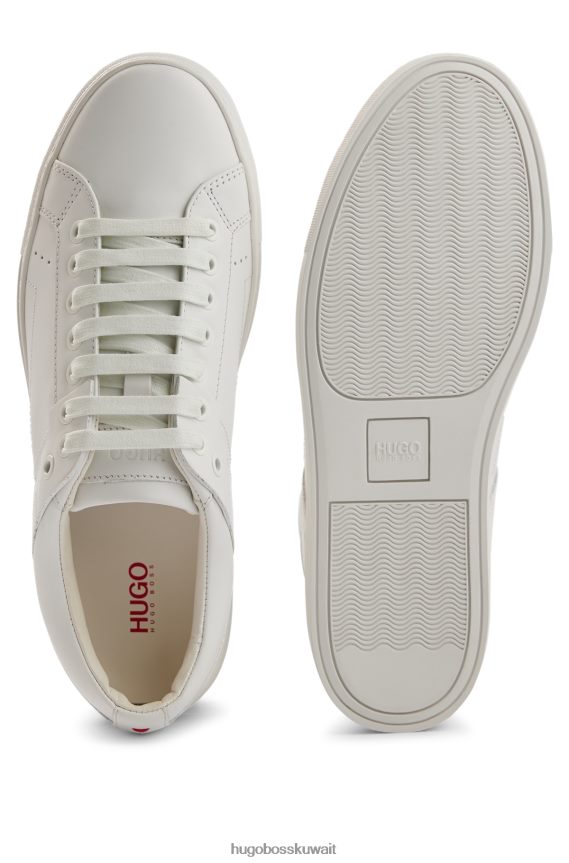 4TFNJN4856 أبيض Hugo Boss حذاء رياضي باللون الأبيض مستوحى من رياضة التنس مصنوع من جلد النابا مع نعل مطاطي