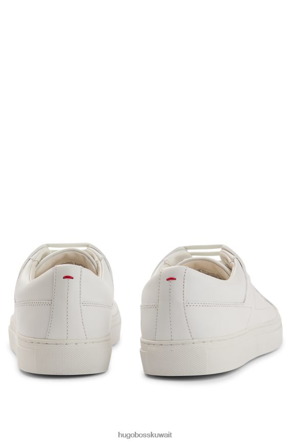 4TFNJN4856 أبيض Hugo Boss حذاء رياضي باللون الأبيض مستوحى من رياضة التنس مصنوع من جلد النابا مع نعل مطاطي