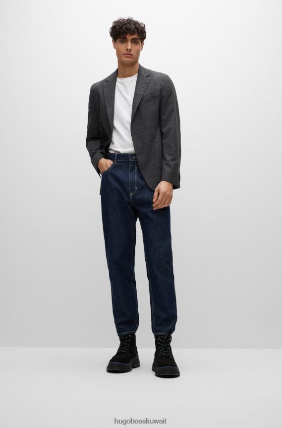 4TFNJN4857 أسود Hugo Boss حذاء من جلد نوبوك مع زخرفة بحروف هوغو باللون الأسود