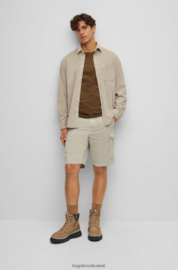 4TFNJN4858 بني Hugo Boss حذاء بني من جلد نوبوك من هوغو مع زخرفة بحروف كبيرة