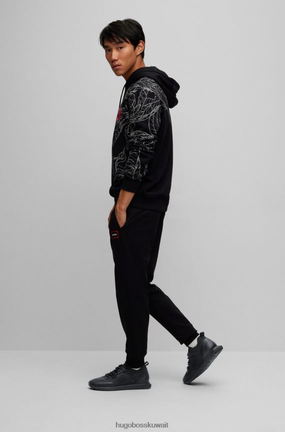 4TFNJN4860 أسود Hugo Boss حذاء رياضي ذو جورب يحمل علامة Hugo مع جزء علوي من Repreve باللون الأسود