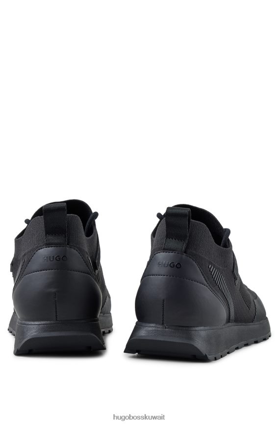 4TFNJN4860 أسود Hugo Boss حذاء رياضي ذو جورب يحمل علامة Hugo مع جزء علوي من Repreve باللون الأسود