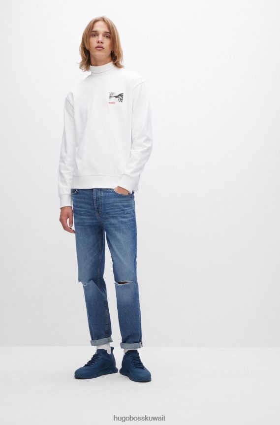 4TFNJN4861 أزرق Hugo Boss حذاء رياضي ذو علامة تجارية مع جزء علوي من اللون الأزرق هوغو