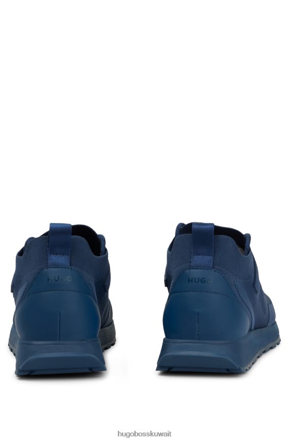 4TFNJN4861 أزرق Hugo Boss حذاء رياضي ذو علامة تجارية مع جزء علوي من اللون الأزرق هوغو