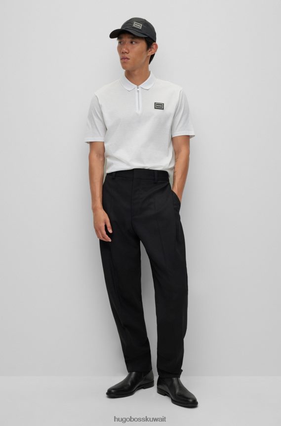 4TFNJN4865 أسود Hugo Boss حذاء تشيلسي من الجلد المصقول باللون الأسود مع تفاصيل الشعار