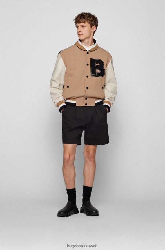 4TFNJN4866 أسود Hugo Boss صندل مطاطي سهل الارتداء مع شعار Emed Hugo