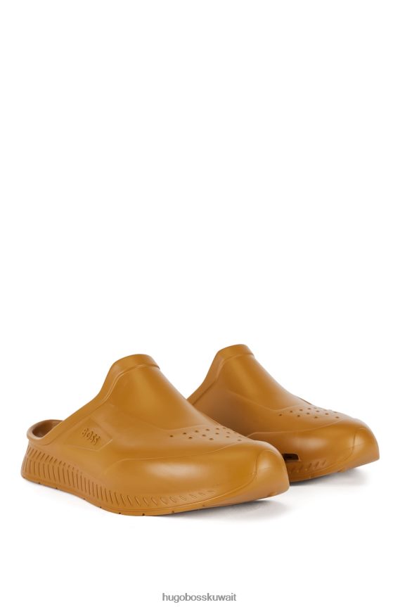 4TFNJN4868 اصفر غامق Hugo Boss صندل هوغو مطاطي سهل الارتداء مع شعار Emed