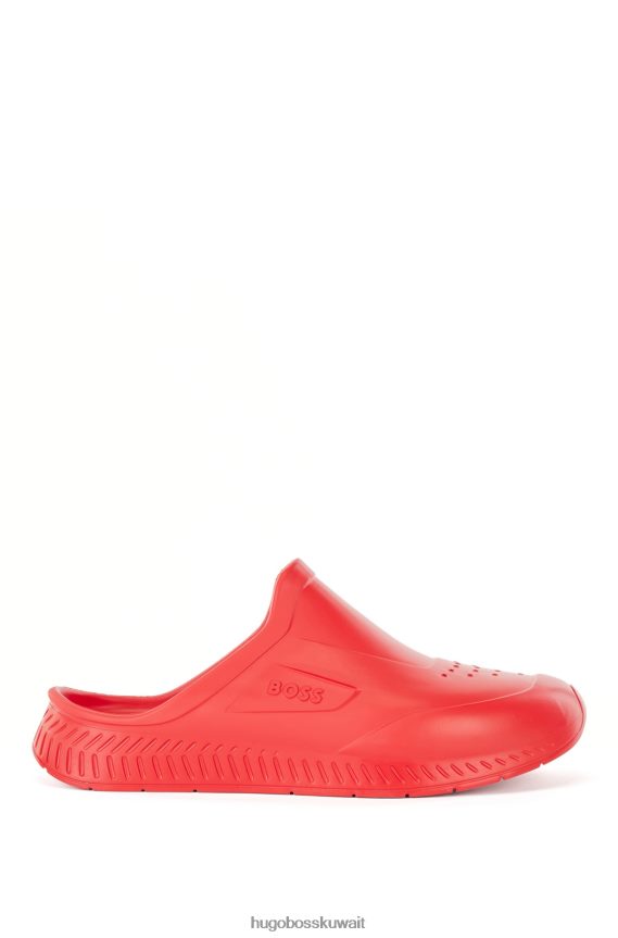 4TFNJN4870 أحمر Hugo Boss صندل هوغو مطاطي سهل الارتداء مع شعار Emed