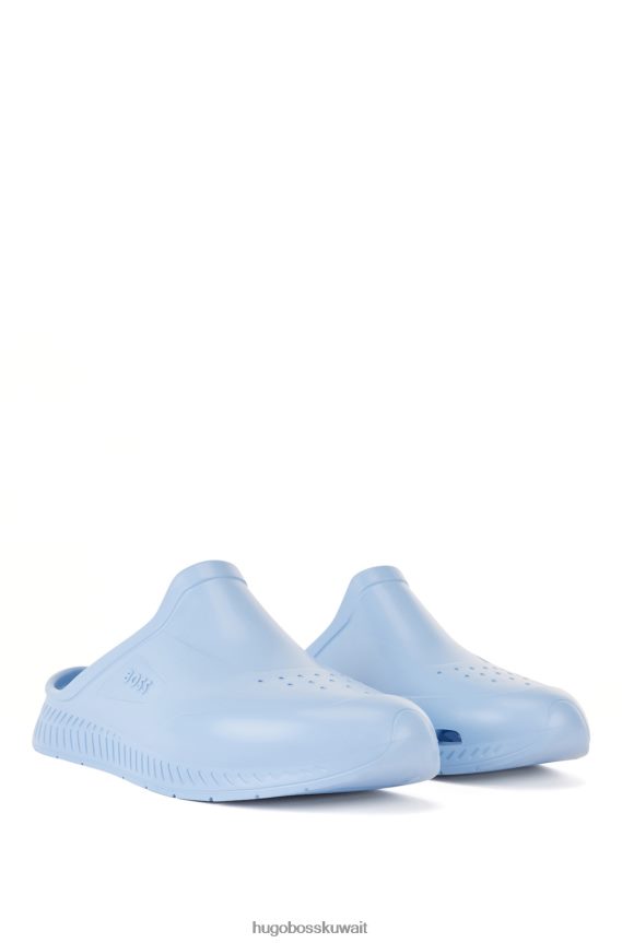 4TFNJN4871 أزرق فاتح Hugo Boss صندل هوغو مطاطي سهل الارتداء مع شعار Emed