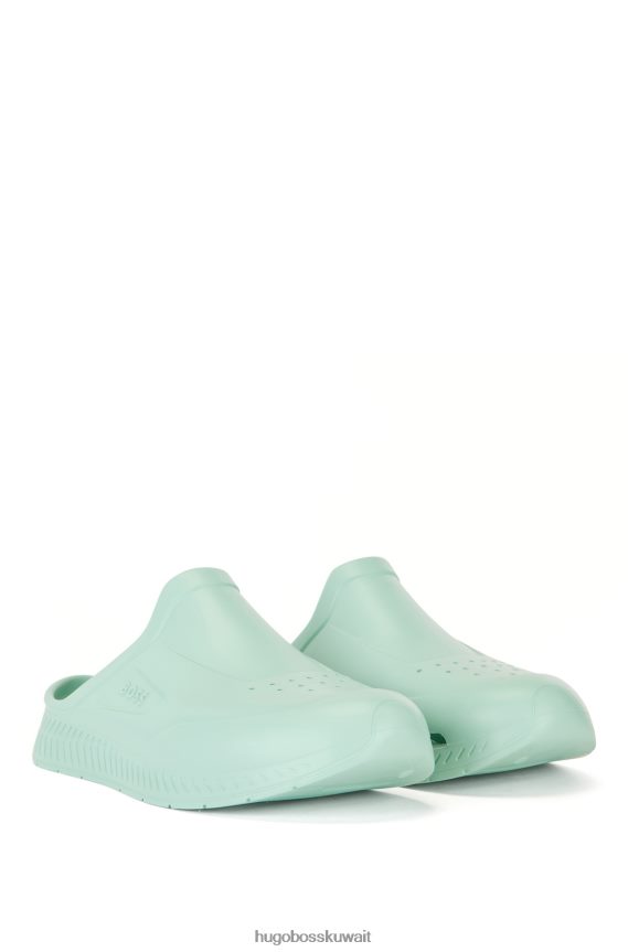 4TFNJN4873 اخضر فاتح Hugo Boss صندل مطاطي سهل الارتداء مع شعار Emed