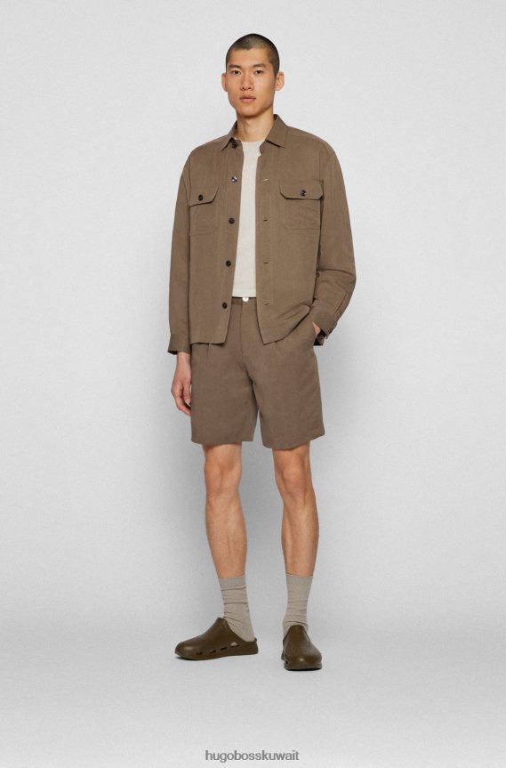 4TFNJN4874 أخضر غامق Hugo Boss صندل مطاطي سهل الارتداء مع شعار Emed