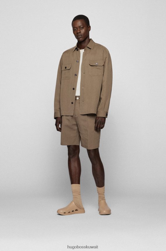 4TFNJN4875 البيج الفاتح Hugo Boss صندل مطاطي سهل الارتداء مع شعار Emed