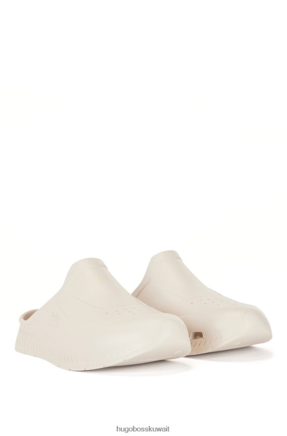 4TFNJN4876 أبيض Hugo Boss صندل مطاطي سهل الارتداء مع شعار Emed