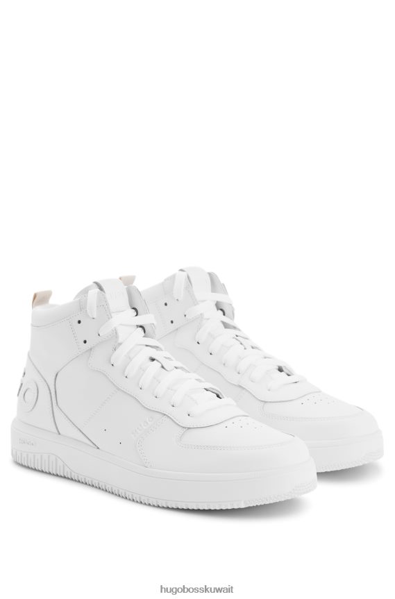 4TFNJN4879 أبيض Hugo Boss حذاء رياضي أبيض عالي الجودة بنمط كرة السلة مع تفاصيل شعار Hugo
