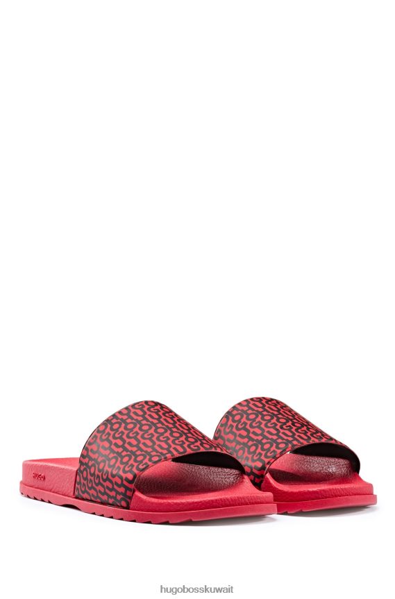 4TFNJN4880 أحمر Hugo Boss شرائح إيطالية الصنع بطبعة شعار هوغو باللون الأحمر