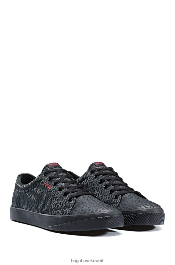 4TFNJN4884 أسود Hugo Boss حذاء رياضي مطبوع عليه شعار العلامة التجارية باللون الأحمر هوغو الأسود