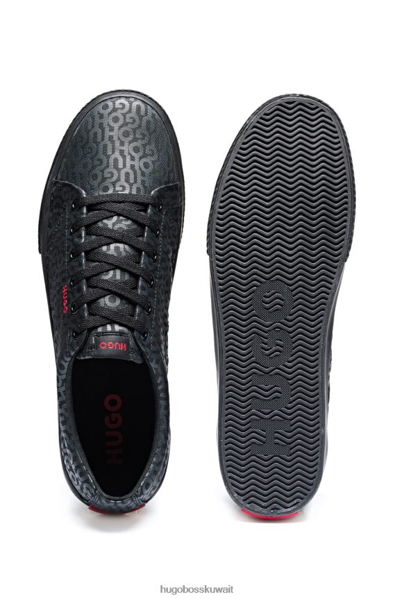 4TFNJN4884 أسود Hugo Boss حذاء رياضي مطبوع عليه شعار العلامة التجارية باللون الأحمر هوغو الأسود