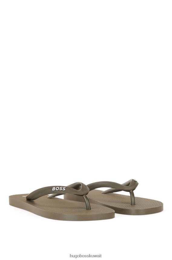 4TFNJN4888 الكاكي Hugo Boss شبشب هوغو كاكي ذو علامة تجارية مع أشرطة منظمة