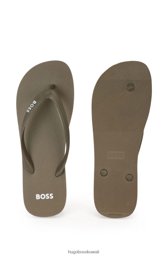 4TFNJN4888 الكاكي Hugo Boss شبشب هوغو كاكي ذو علامة تجارية مع أشرطة منظمة