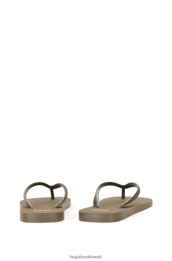 4TFNJN4888 الكاكي Hugo Boss شبشب هوغو كاكي ذو علامة تجارية مع أشرطة منظمة