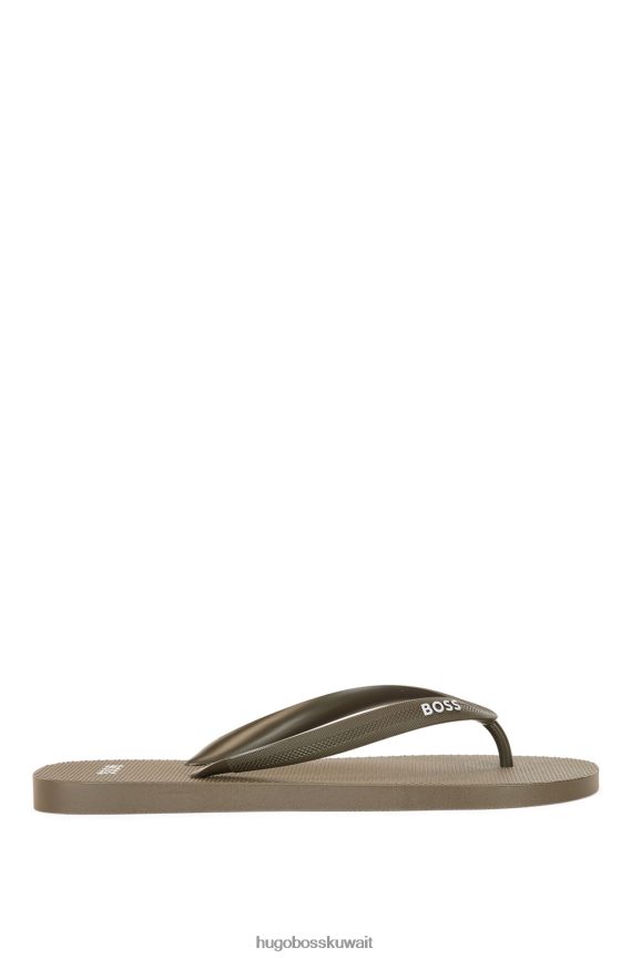 4TFNJN4888 الكاكي Hugo Boss شبشب هوغو كاكي ذو علامة تجارية مع أشرطة منظمة