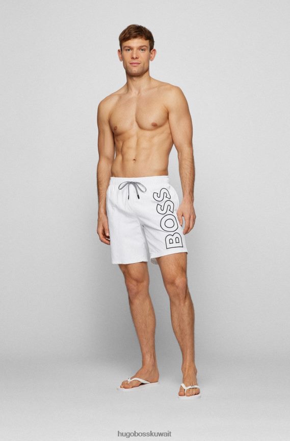 4TFNJN4890 أبيض Hugo Boss شبشب ذو علامة تجارية مع أحزمة منظمة باللون الأبيض