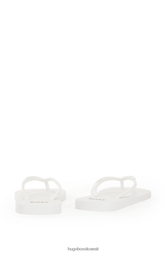 4TFNJN4890 أبيض Hugo Boss شبشب ذو علامة تجارية مع أحزمة منظمة باللون الأبيض
