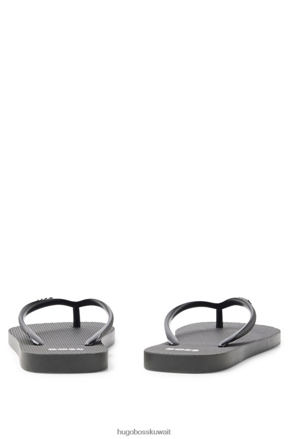 4TFNJN4891 أسود Hugo Boss شبشب ذو علامة تجارية سوداء مع أشرطة منظمة من هوغو