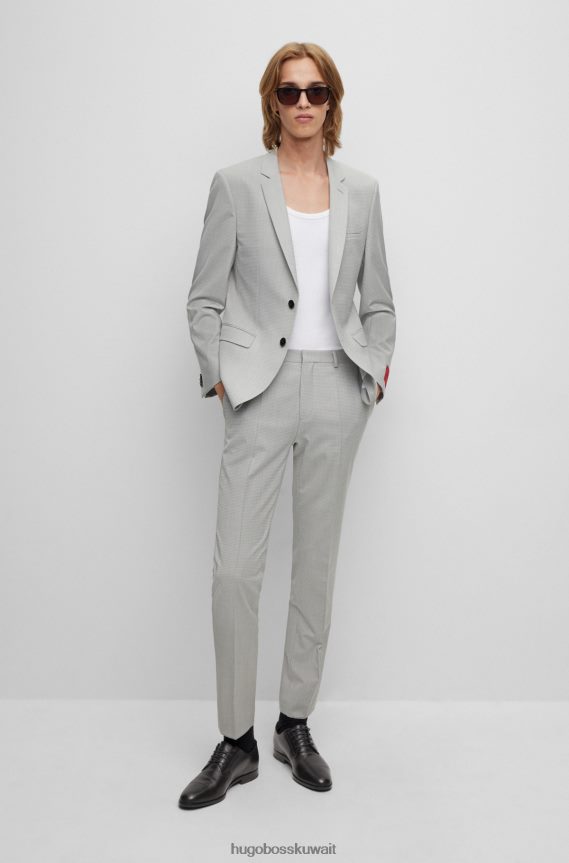 4TFNJN4892 أسود Hugo Boss حذاء ديربي من الجلد المصقول مع تفاصيل مقدمة الحذاء باللون الأسود