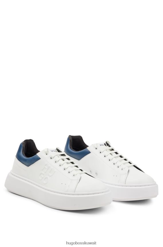4TFNJN4893 أبيض Hugo Boss أحذية رياضية منخفضة مع شعار مكدس