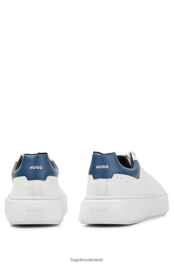4TFNJN4893 أبيض Hugo Boss أحذية رياضية منخفضة مع شعار مكدس