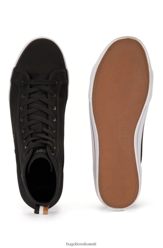4TFNJN4894 أسود Hugo Boss حذاء رياضي من القطن باللون الأسود من Hugo مع العلامة التجارية B