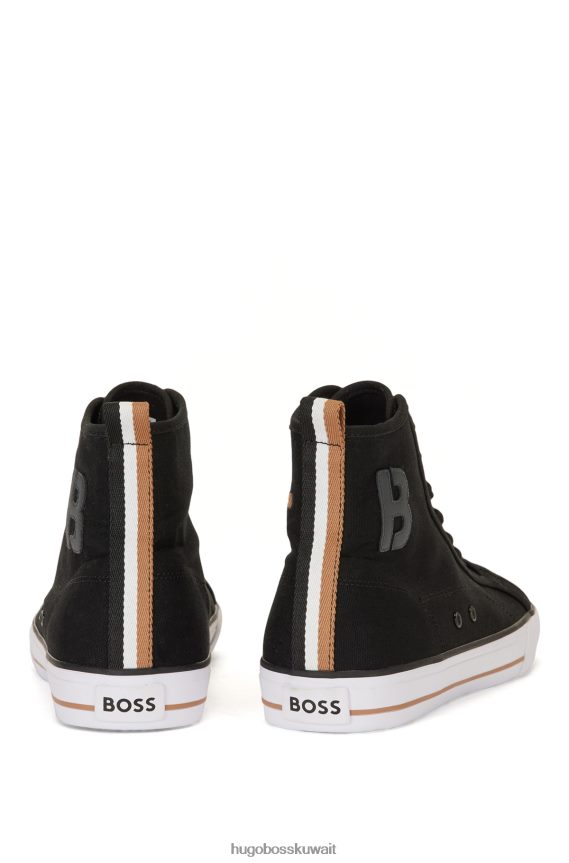 4TFNJN4894 أسود Hugo Boss حذاء رياضي من القطن باللون الأسود من Hugo مع العلامة التجارية B