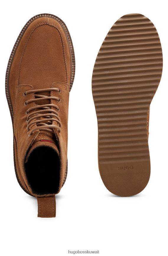 4TFNJN4895 بني Hugo Boss حذاء هوغو بني برباط من الجلد السويدي مع نعل من مادة إيفا