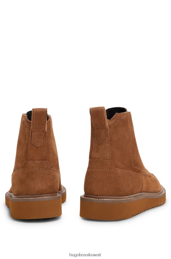 4TFNJN4895 بني Hugo Boss حذاء هوغو بني برباط من الجلد السويدي مع نعل من مادة إيفا