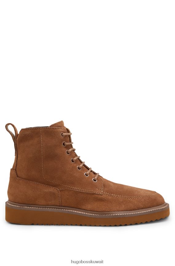 4TFNJN4895 بني Hugo Boss حذاء هوغو بني برباط من الجلد السويدي مع نعل من مادة إيفا