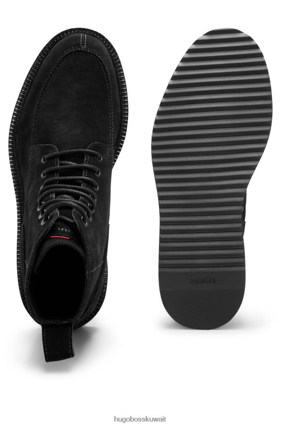 4TFNJN4896 أسود Hugo Boss حذاء Hugo برباط من الجلد السويدي ونعل EVA باللون الأسود