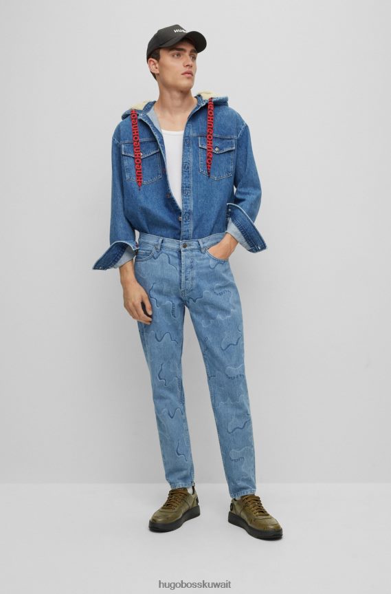 4TFNJN4900 أخضر غامق Hugo Boss حذاء رياضي هوغو من الجلد الصناعي باللون الأخضر الداكن مع طباعة مموهة وشعار