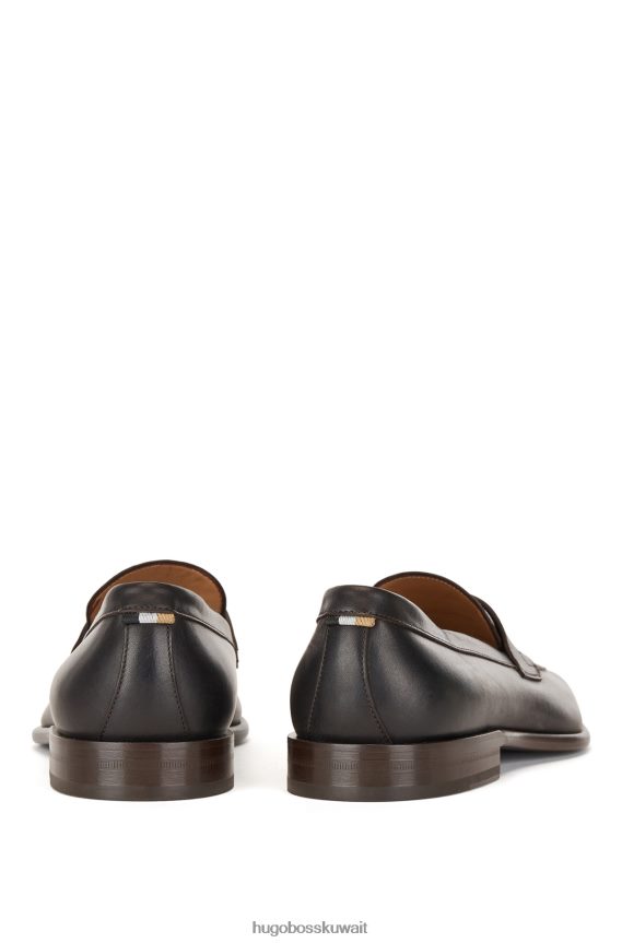 4TFNJN4902 بني غامق Hugo Boss حذاء لوفر من الجلد باللون البني الداكن من Hugo مصنوع في إيطاليا مع زخرفة مخططة مميزة