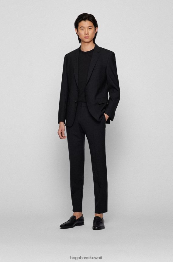 4TFNJN4903 أسود Hugo Boss حذاء لوفر من الجلد الإيطالي الصنع من Hugo مع شريط مميز باللون الأسود