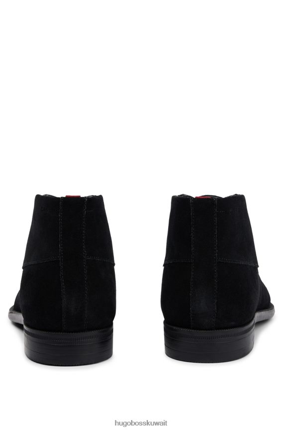 4TFNJN4907 أسود Hugo Boss حذاء صحراوي من جلد الغزال مع نعل مطاطي باللون الأسود