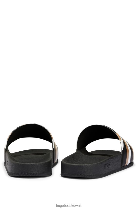 4TFNJN4912 الرمادي الداكن Hugo Boss شرائح باللون الرمادي الداكن مع حزام هوغو ذو العلامة التجارية Union-Jack