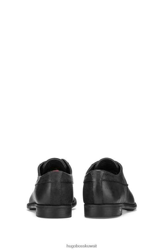 4TFNJN4915 أسود Hugo Boss حذاء هوغو ديربي برباط أسود مصنوع من الجلد المطبوع