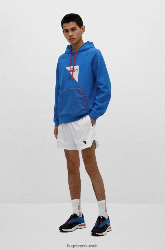 4TFNJN4917 أسود / أبيض / أزرق Hugo Boss حذاء رياضي من مواد مختلطة مع تفاصيل الشعار باللون الأسود